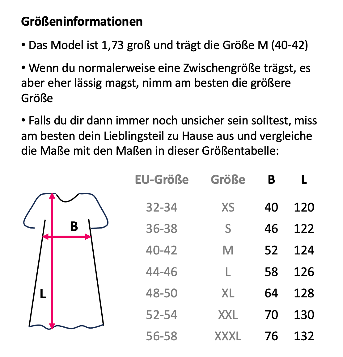 Größentabelle