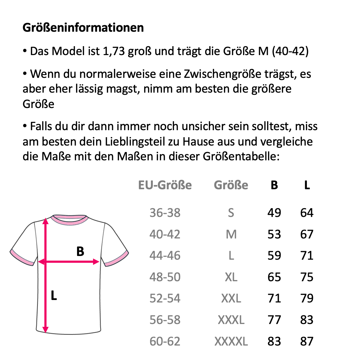 Größentabelle