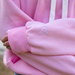 Herzlein® Hoodie für Damen Damenhoodie Kapuzenpullover aus Baumwolle in Rosa mit Stick "Strandliebe"