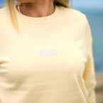 Herzlein Sweatshirt für Damen aus Baumwolle Sweater mit Stick NICE in der Farbe Vanille