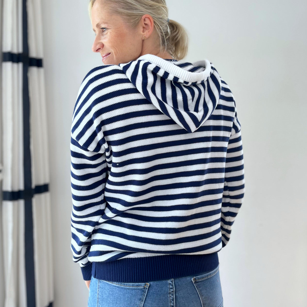 Strickjacke Edc Pullover Damen Gestreift Edc Strickjacke Blau Edc