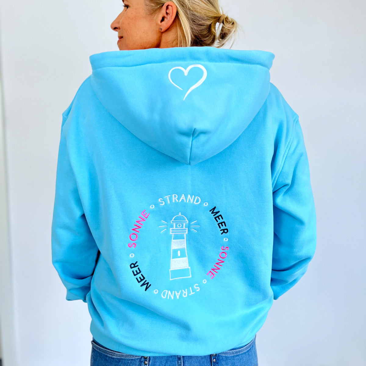 Hoodie Pulli Hellblau Full Zip Oversized Hoodie Light Blue