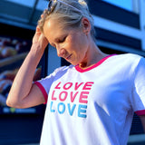 Herzlein® T-Shirt "LOVE" in Weiß mit Pink aus Baumwolle Shirt für Damen