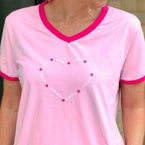Herzlein® T-Shirt Damenshirt mit V-Ausschnitt aus Baumwolle mit Print 