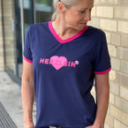 Herzlein® T-Shirt Damenshirt mit V-Ausschnitt aus Baumwolle mit Print 