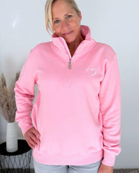 Herzlein® Sweatshirt mit Reißverschluss in Rosa