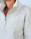 Herzlein® Sweatshirt mit Reißverschluss in Grau Meliert