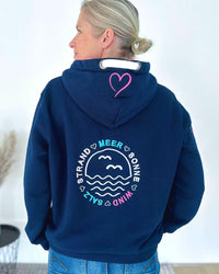 Herzlein® Sweatjacke "Strand Meer Sonne" in Navy