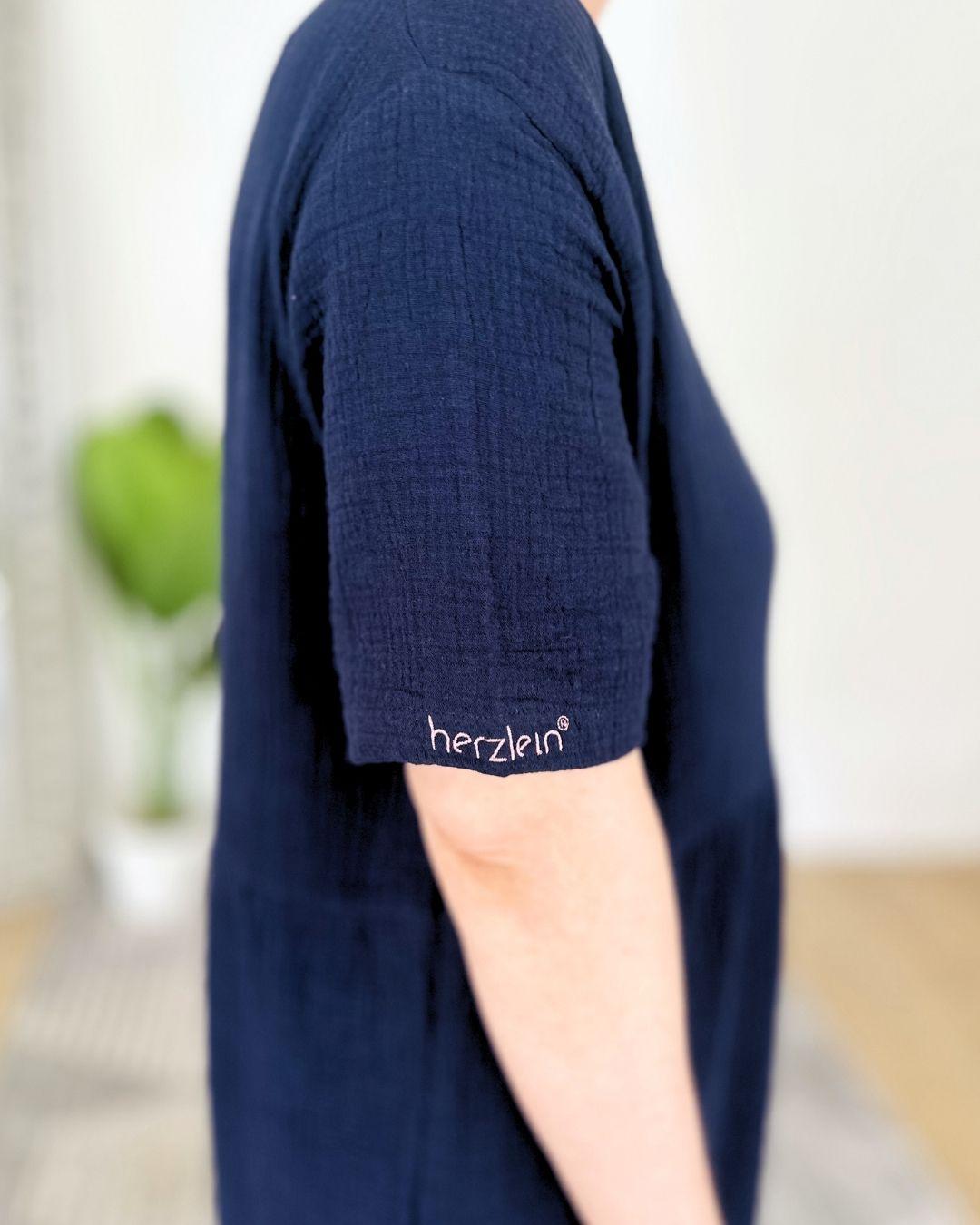 Herzlein® Musselin Maxikleid in Navy Blau