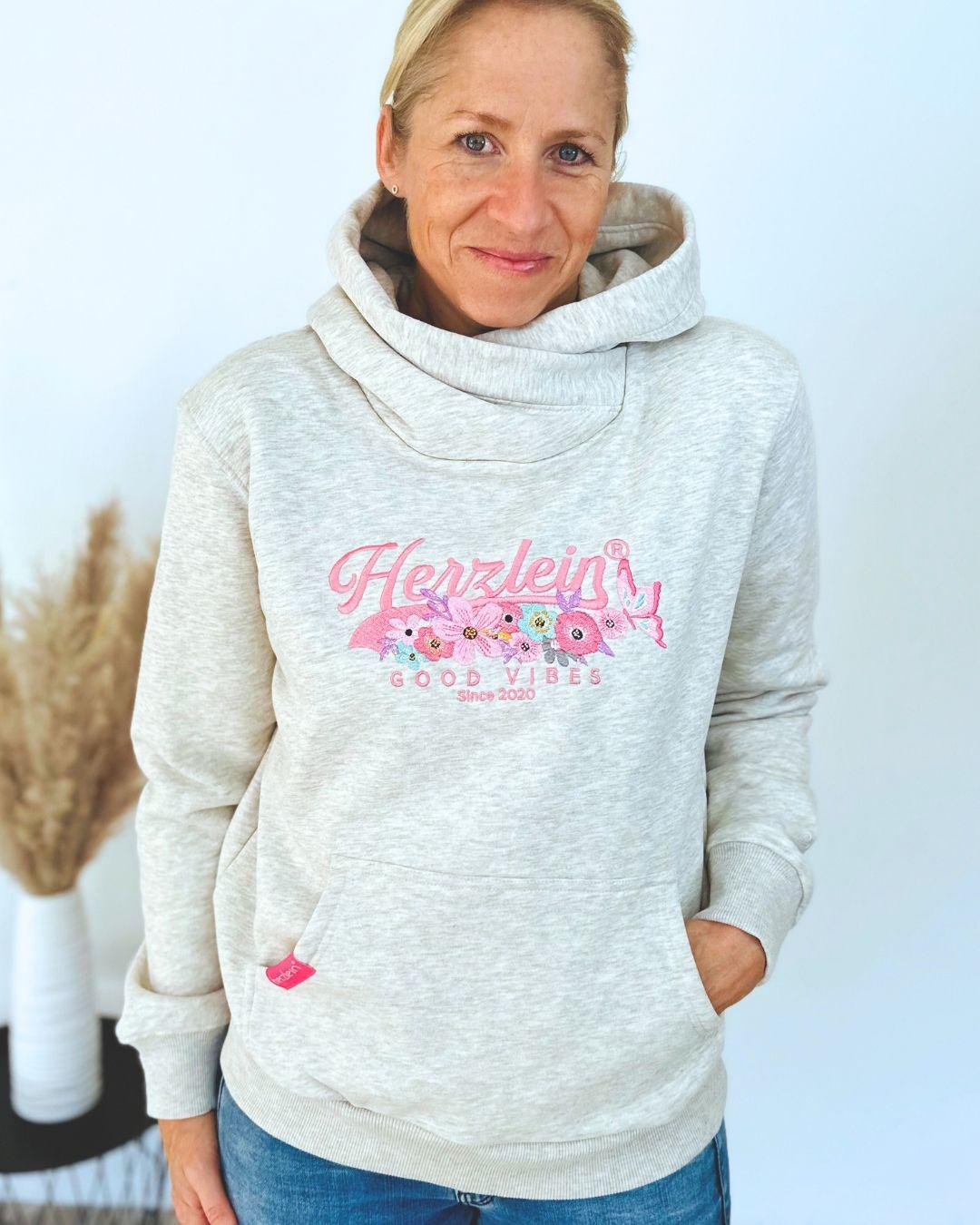 Herzlein® Kuschel Hoodie "Vintage" in Grau meliert