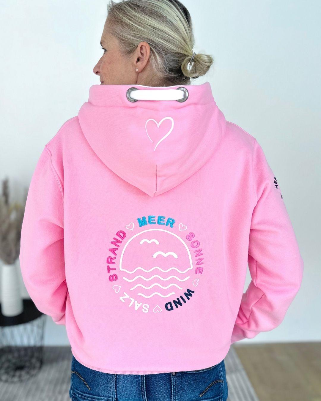 Herzlein® Sweatjacke "Strand Meer Sonne" in Rosa