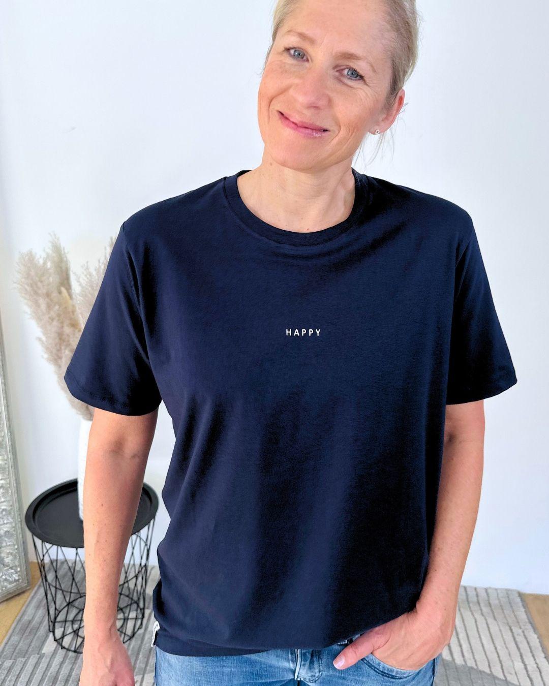 Herzlein® T-Shirt Essentials - "HAPPY" in Navy