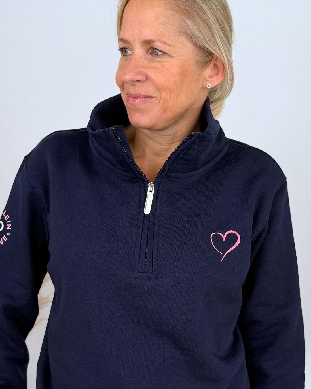 Herzlein® Sweatshirt mit Reißverschluss in Navy