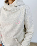 Herzlein® Kuschel Hoodie "Smiley" in meliertem Grau