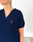 Herzlein® Musselin Midikleid in Navy Blau