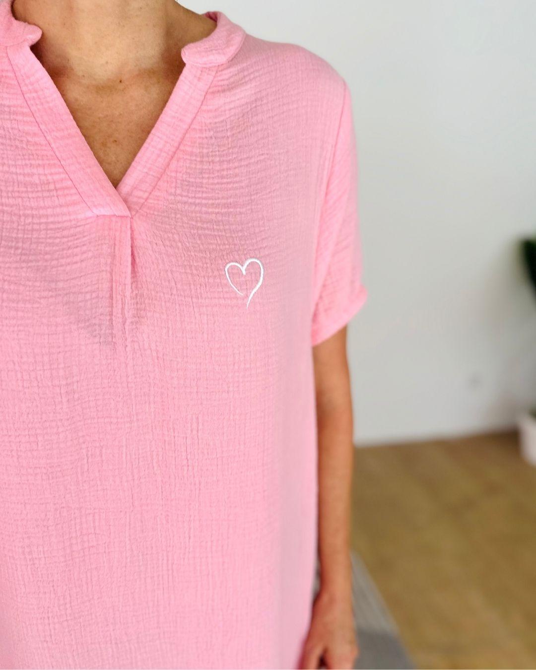 Herzlein® Musselin Midikleid in Rosa