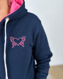 Herzlein® Sweatjacke "Liebe das Leben" mit Engelherz in Navy Blau