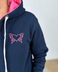 Herzlein® Sweatjacke "Liebe das Leben" mit Engelherz in Navy Blau