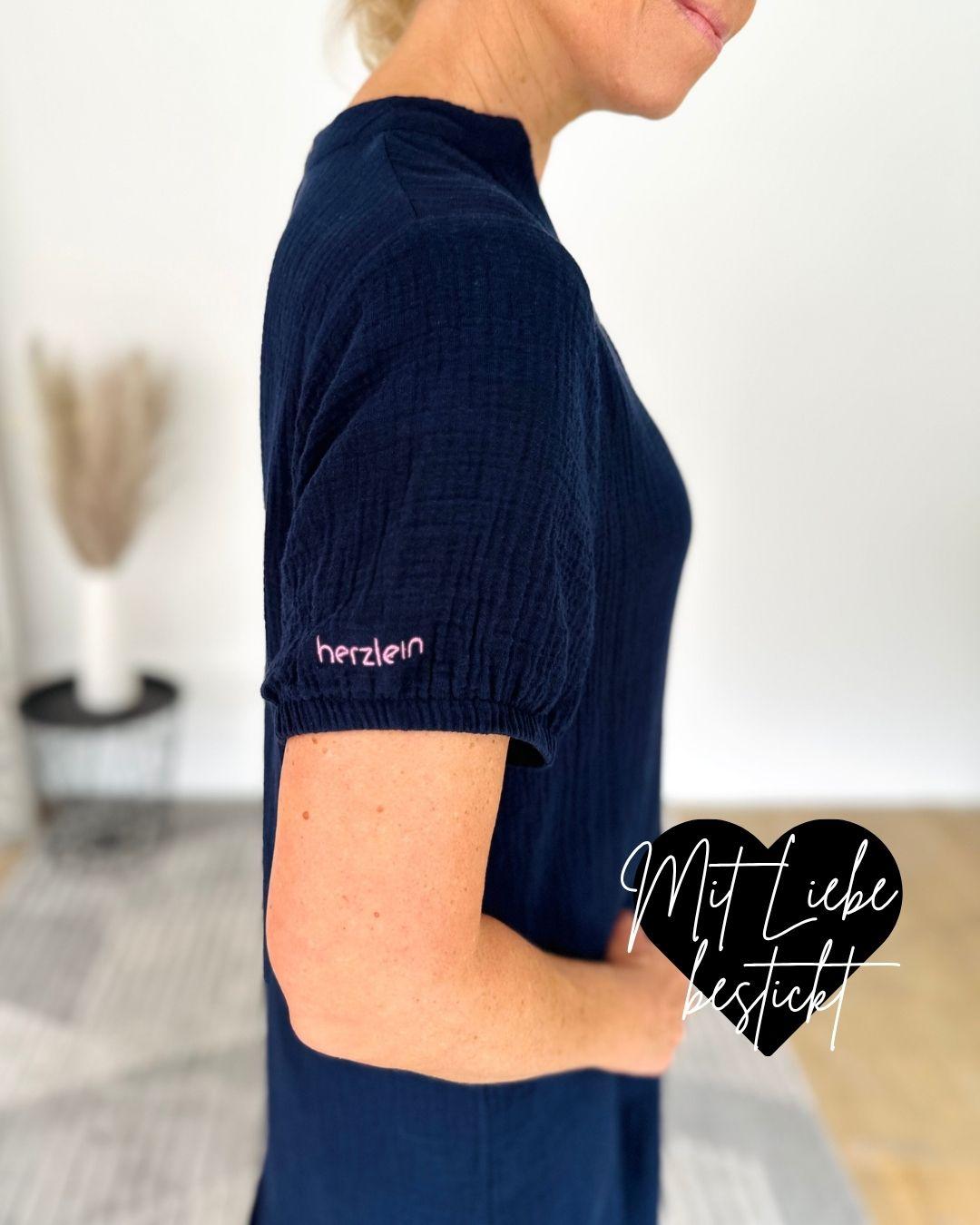 Herzlein® Musselin Midikleid in Navy Blau