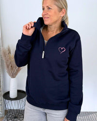Herzlein® Sweatshirt mit Reißverschluss in Navy