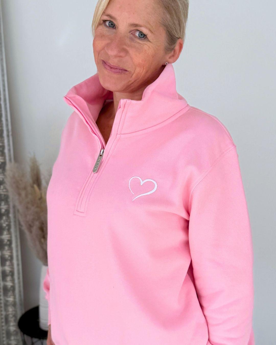 Herzlein® Sweatshirt mit Reißverschluss in Rosa