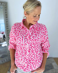 Herzlein® Musselin Bluse  mit "Herzchen-Stick" in Leo Pink