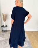 Herzlein® Musselin Midikleid in Navy Blau