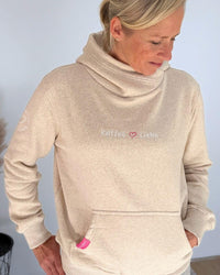 Herzlein® Hoodie "Kaffeeliebe" in Beige meliert
