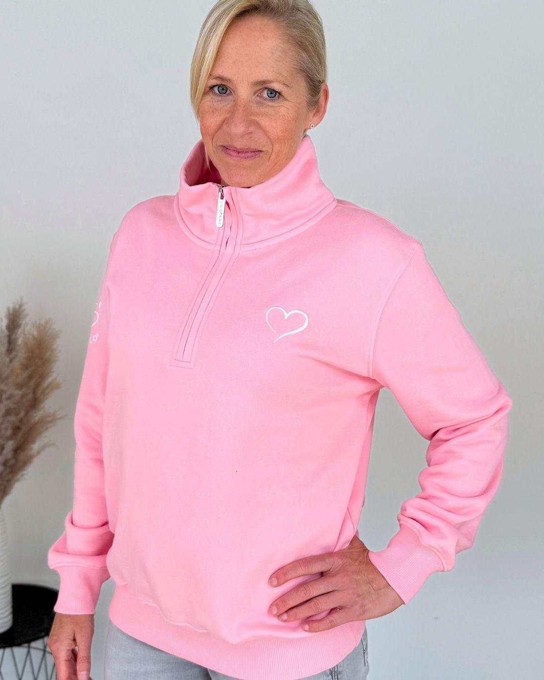 Herzlein® Sweatshirt mit Reißverschluss in Rosa