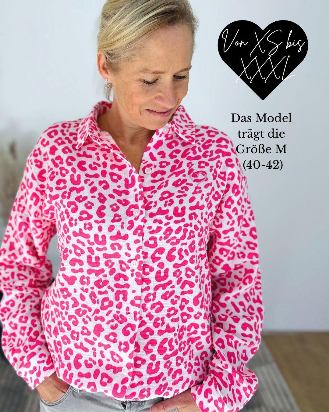 Herzlein® Musselin Bluse  mit "Herzchen-Stick" in Leo Pink