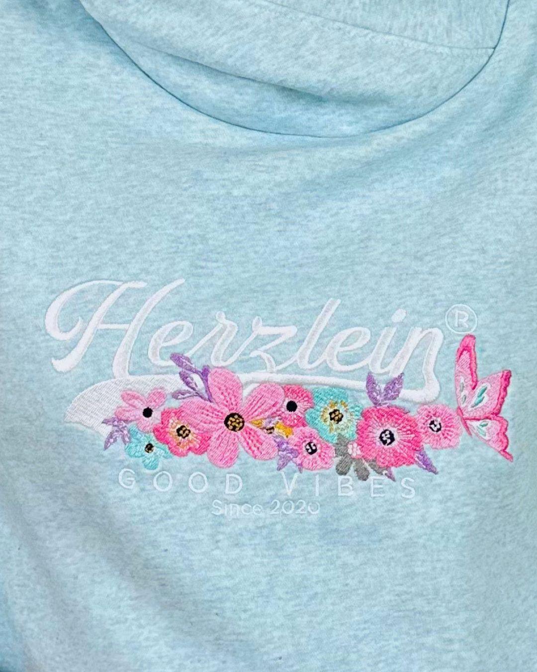 Herzlein® Hoodie "Vintage" in Hellblau meliert