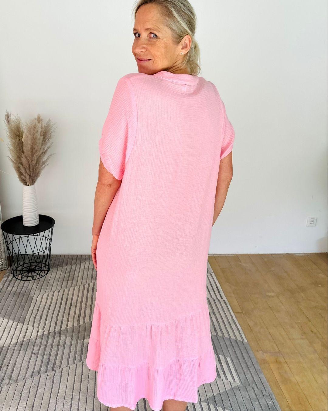 Herzlein® Musselin Midikleid in Rosa