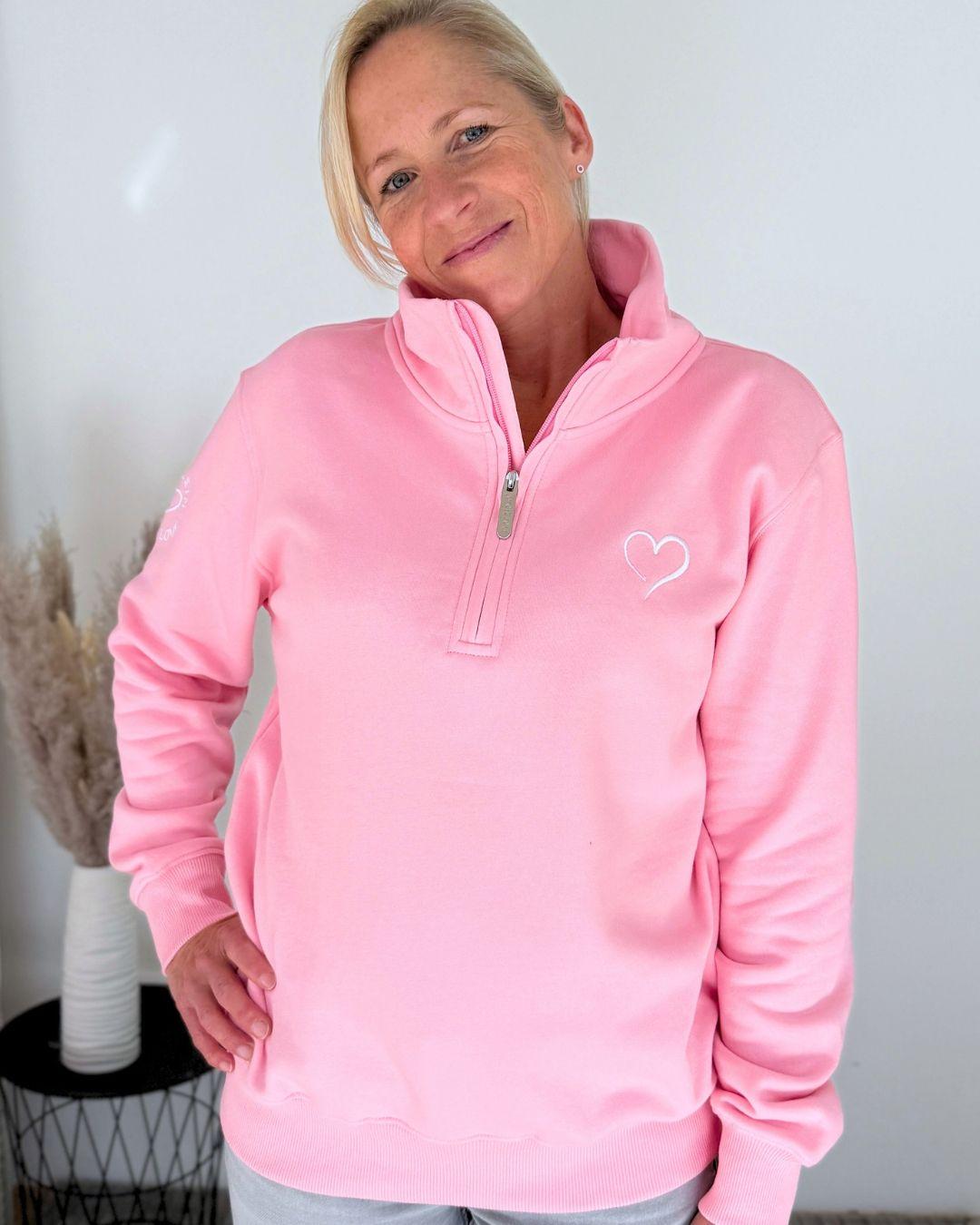 Herzlein® Sweatshirt mit Reißverschluss in Rosa