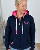 Herzlein® Sweatjacke "Liebe das Leben" mit Engelherz in Navy Blau