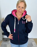 Herzlein® Sweatjacke "Liebe das Leben" mit Engelherz in Navy Blau