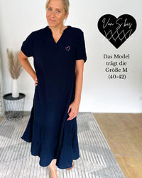 Herzlein® Musselin Midikleid in Navy Blau