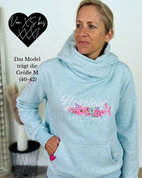 Herzlein® Hoodie "Vintage" in Hellblau meliert