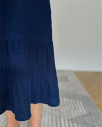 Herzlein® Musselin Midikleid in Navy Blau