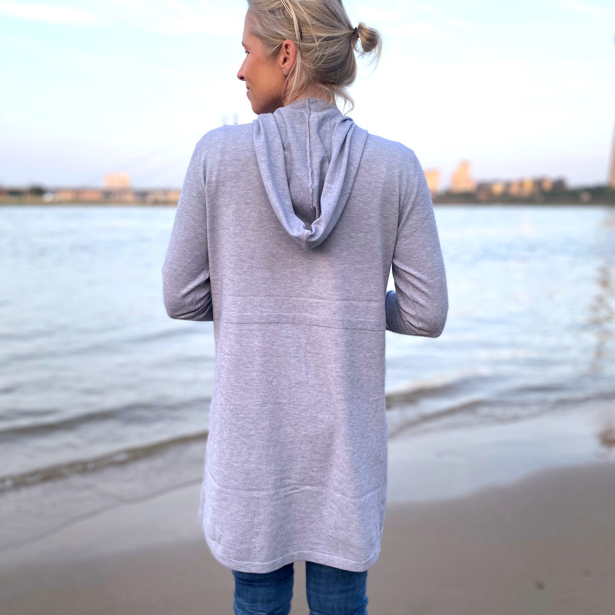 Herzlein® Cardigan in Grau - Blau meliert