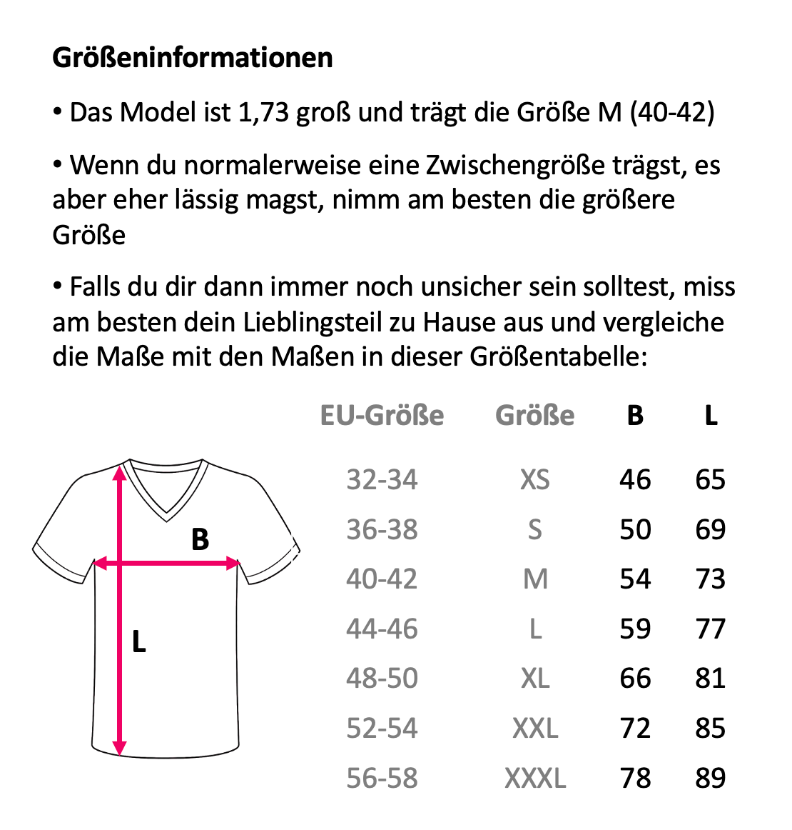 Größentabelle
