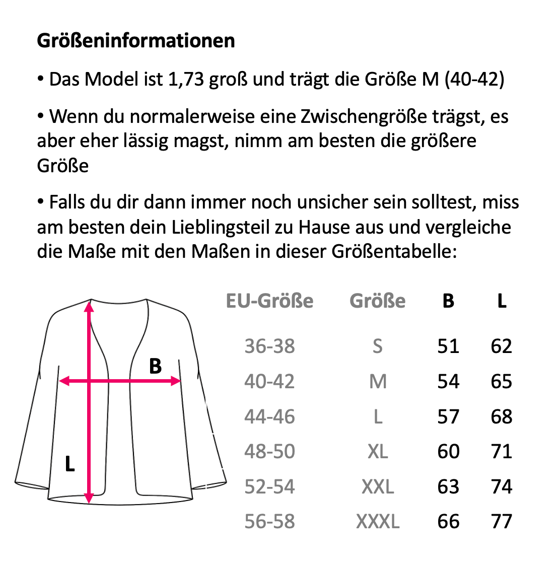 Größentabelle