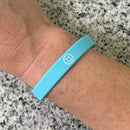 Herzlein Armbändchen aus Silikone mit Smiley Smily in Hell Blau