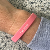 Herzlein Armbändchen aus Silikone in Pink mit Smiley Smily