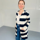 Herzlein® Cardigan mit Streifen in Navy Blau - Creme