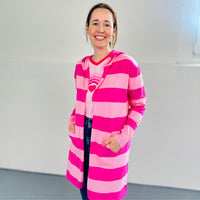 Herzlein® Cardigan mit Streifen in Pink - Rosa