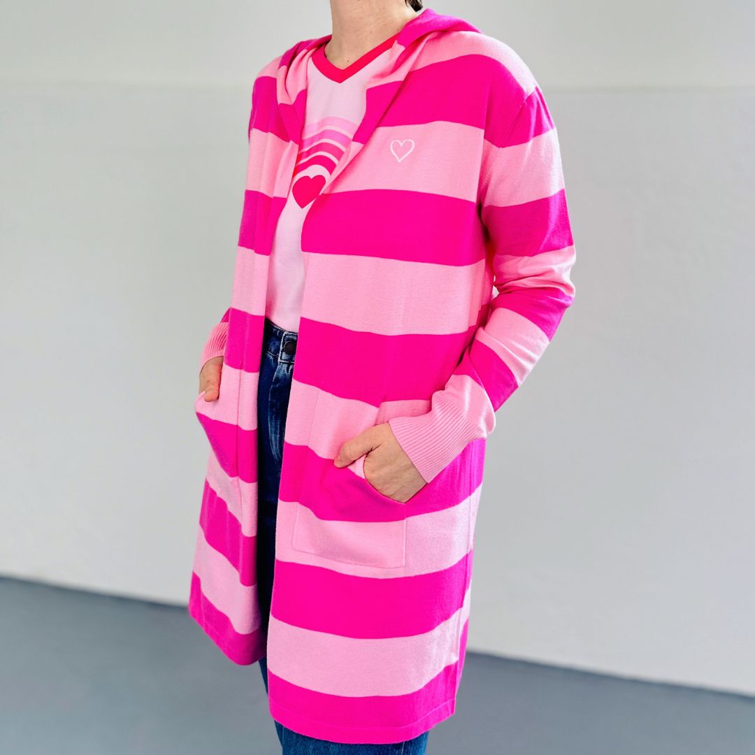 Herzlein® Cardigan mit Streifen in Pink - Rosa