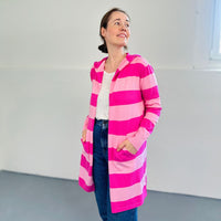 Herzlein® Cardigan mit Streifen in Pink - Rosa