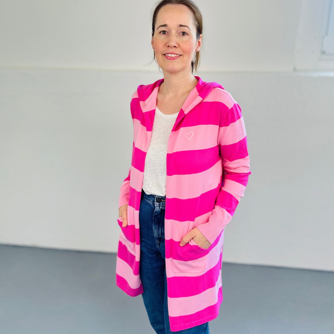 Herzlein® Cardigan mit Streifen in Pink - Rosa