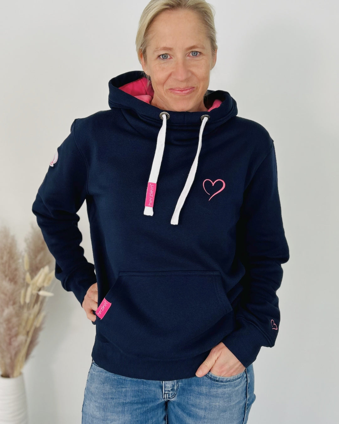 Herzlein® Cosy Hoodie "Herzchen" in Navy Blau