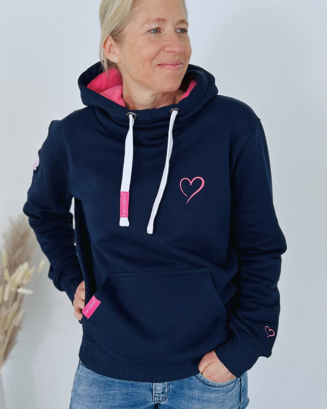 Herzlein® Cosy Hoodie "Herzchen" in Navy Blau